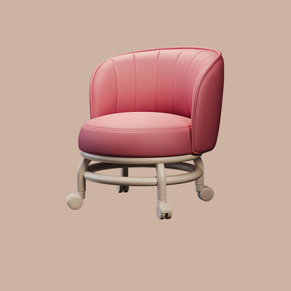 Modern Minimalist Round Iron PU Leather Sponge Movable Low Stool Backrest Armless For Living Room