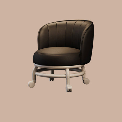 Modern Minimalist Round Iron PU Leather Sponge Movable Low Stool Backrest Armless For Living Room