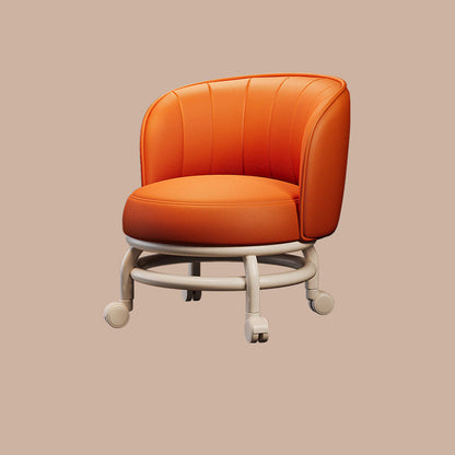 Modern Minimalist Round Iron PU Leather Sponge Movable Low Stool Backrest Armless For Living Room