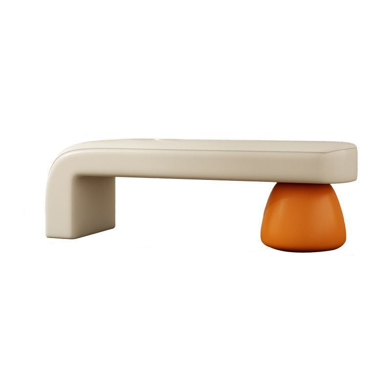 Contemporary Luxury Strip Solid Wood Plywood PU Leather Sponge Bench Armless Backless For Living Room