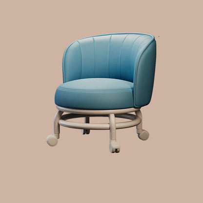 Modern Minimalist Round Iron PU Leather Sponge Movable Low Stool Backrest Armless For Living Room