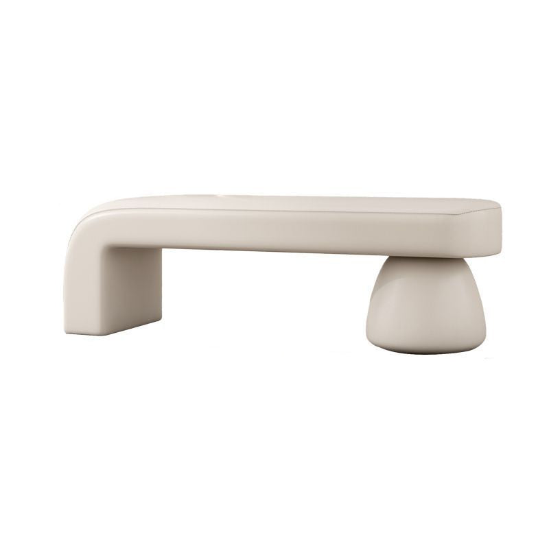 Contemporary Luxury Strip Solid Wood Plywood PU Leather Sponge Bench Armless Backless For Living Room