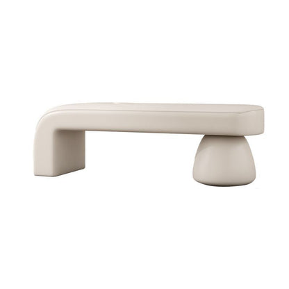 Contemporary Luxury Strip Solid Wood Plywood PU Leather Sponge Bench Armless Backless For Living Room