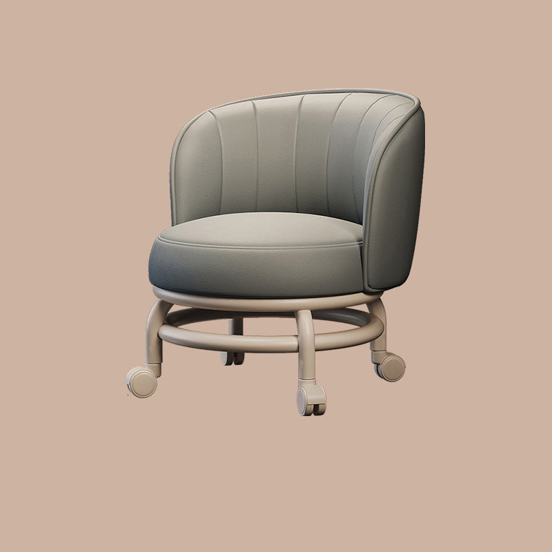 Modern Minimalist Round Iron PU Leather Sponge Movable Low Stool Backrest Armless For Living Room