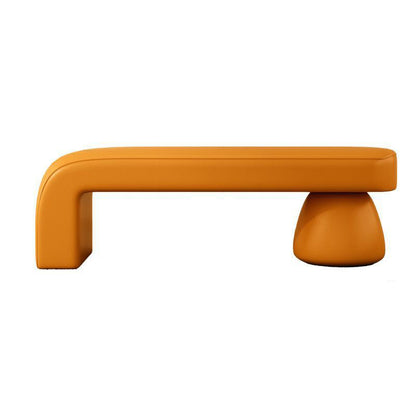 Contemporary Luxury Strip Solid Wood Plywood PU Leather Sponge Bench Armless Backless For Living Room