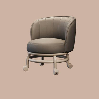 Modern Minimalist Round Iron PU Leather Sponge Movable Low Stool Backrest Armless For Living Room