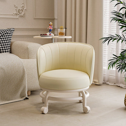 Modern Minimalist Round Iron PU Leather Sponge Movable Low Stool Backrest Armless For Living Room