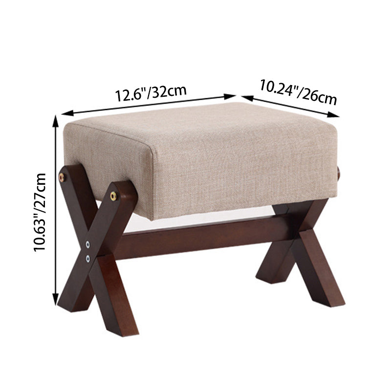 Modern Minimalist Rectangular Rubberwood Sponge Fabric PU Leather Footstool Armless Backless For Living Room