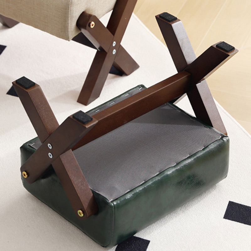 Modern Minimalist Rectangular Rubberwood Sponge Fabric PU Leather Footstool Armless Backless For Living Room