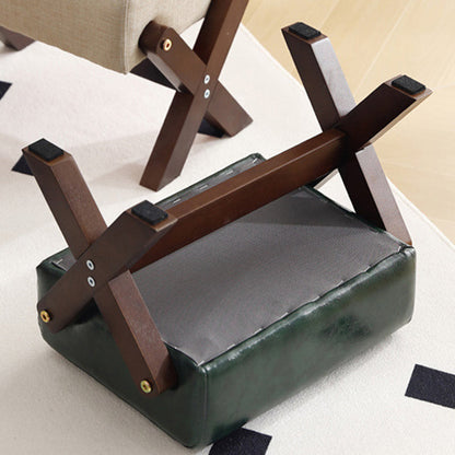 Modern Minimalist Rectangular Rubberwood Sponge Fabric PU Leather Footstool Armless Backless For Living Room