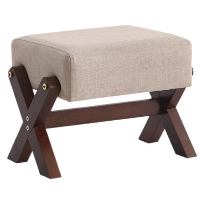 Modern Minimalist Rectangular Rubberwood Sponge Fabric PU Leather Footstool Armless Backless For Living Room