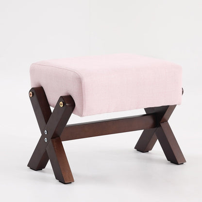 Modern Minimalist Rectangular Rubberwood Sponge Fabric PU Leather Footstool Armless Backless For Living Room