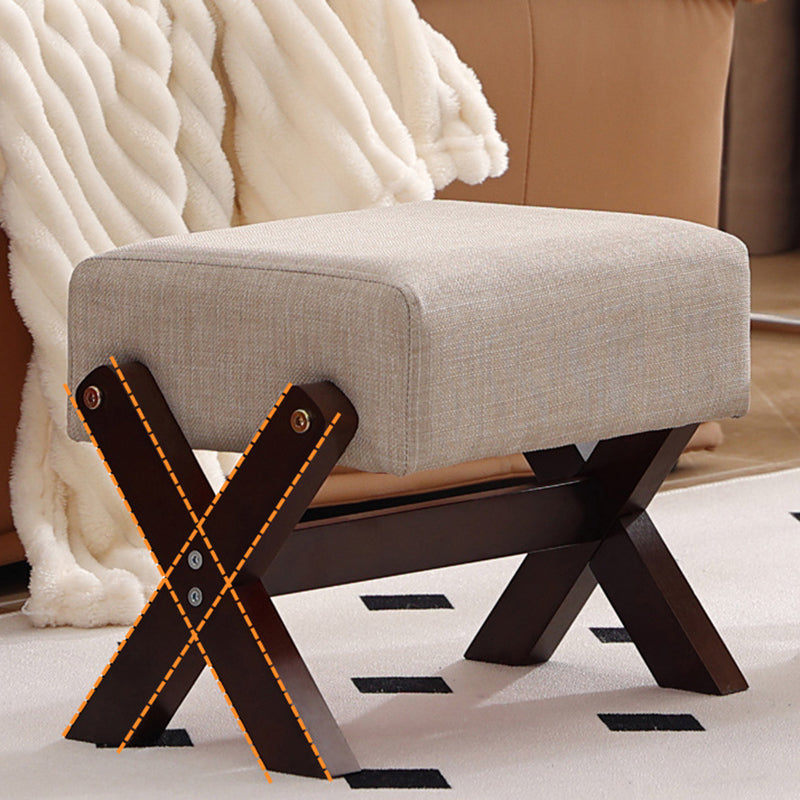 Modern Minimalist Rectangular Rubberwood Sponge Fabric PU Leather Footstool Armless Backless For Living Room