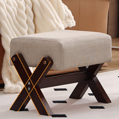 Modern Minimalist Rectangular Rubberwood Sponge Fabric PU Leather Footstool Armless Backless For Living Room