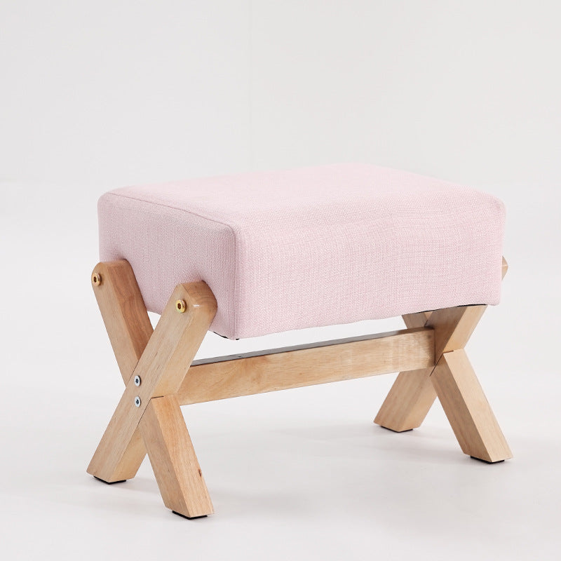 Modern Minimalist Rectangular Rubberwood Sponge Fabric PU Leather Footstool Armless Backless For Living Room