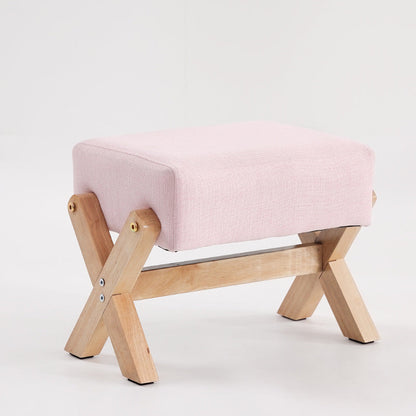 Modern Minimalist Rectangular Rubberwood Sponge Fabric PU Leather Footstool Armless Backless For Living Room