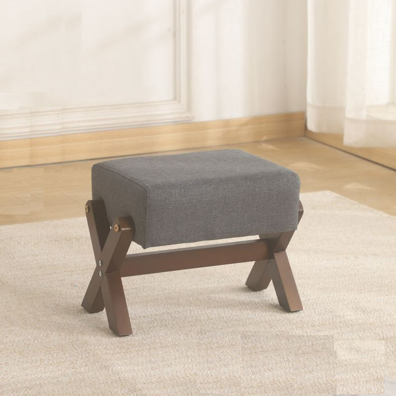 Modern Minimalist Rectangular Rubberwood Sponge Fabric PU Leather Footstool Armless Backless For Living Room