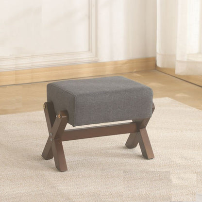 Modern Minimalist Rectangular Rubberwood Sponge Fabric PU Leather Footstool Armless Backless For Living Room