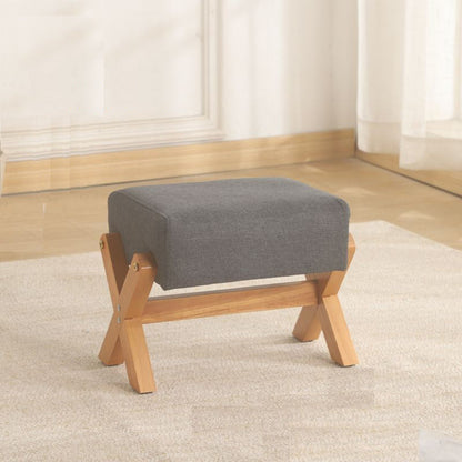 Modern Minimalist Rectangular Rubberwood Sponge Fabric PU Leather Footstool Armless Backless For Living Room
