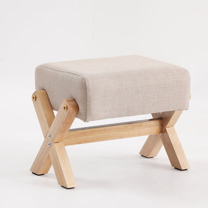 Modern Minimalist Rectangular Rubberwood Sponge Fabric PU Leather Footstool Armless Backless For Living Room