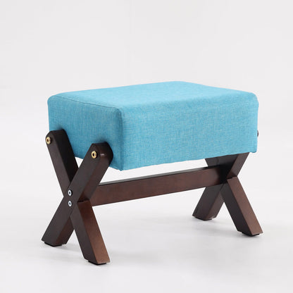Modern Minimalist Rectangular Rubberwood Sponge Fabric PU Leather Footstool Armless Backless For Living Room