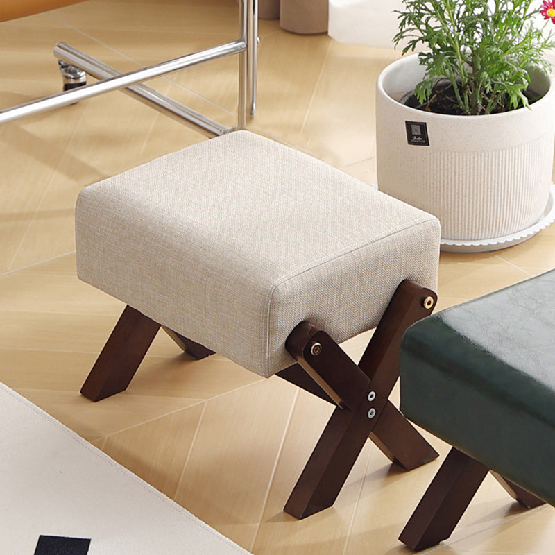 Modern Minimalist Rectangular Rubberwood Sponge Fabric PU Leather Footstool Armless Backless For Living Room