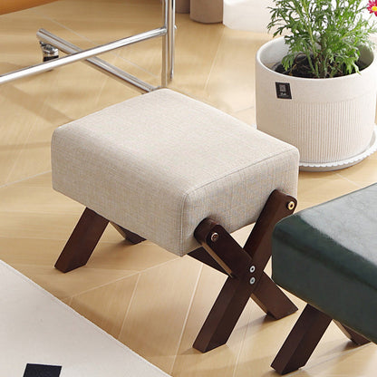 Modern Minimalist Rectangular Rubberwood Sponge Fabric PU Leather Footstool Armless Backless For Living Room