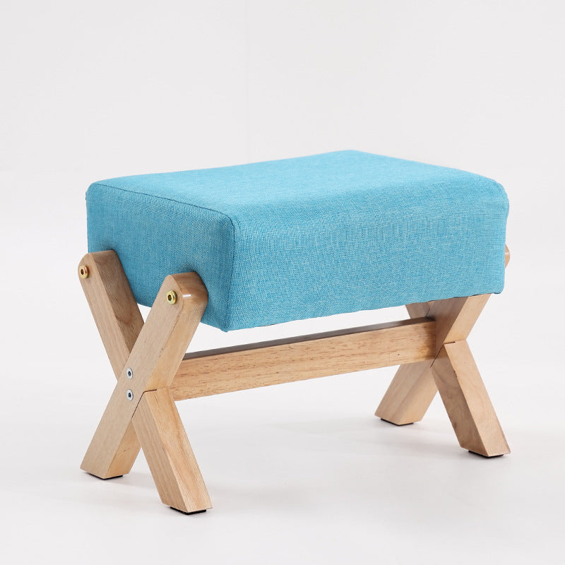 Modern Minimalist Rectangular Rubberwood Sponge Fabric PU Leather Footstool Armless Backless For Living Room