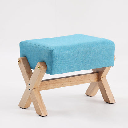 Modern Minimalist Rectangular Rubberwood Sponge Fabric PU Leather Footstool Armless Backless For Living Room