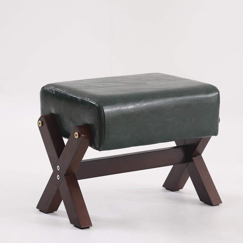 Modern Minimalist Rectangular Rubberwood Sponge Fabric PU Leather Footstool Armless Backless For Living Room
