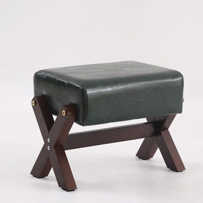 Modern Minimalist Rectangular Rubberwood Sponge Fabric PU Leather Footstool Armless Backless For Living Room
