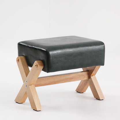 Modern Minimalist Rectangular Rubberwood Sponge Fabric PU Leather Footstool Armless Backless For Living Room