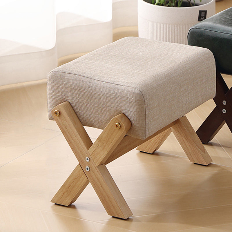 Modern Minimalist Rectangular Rubberwood Sponge Fabric PU Leather Footstool Armless Backless For Living Room