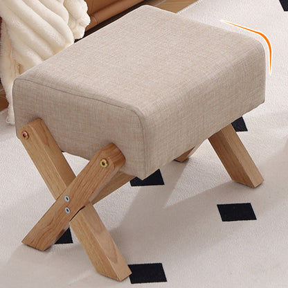 Modern Minimalist Rectangular Rubberwood Sponge Fabric PU Leather Footstool Armless Backless For Living Room