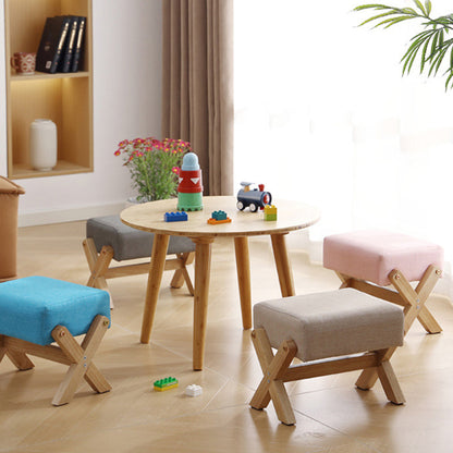 Modern Minimalist Rectangular Rubberwood Sponge Fabric PU Leather Footstool Armless Backless For Living Room