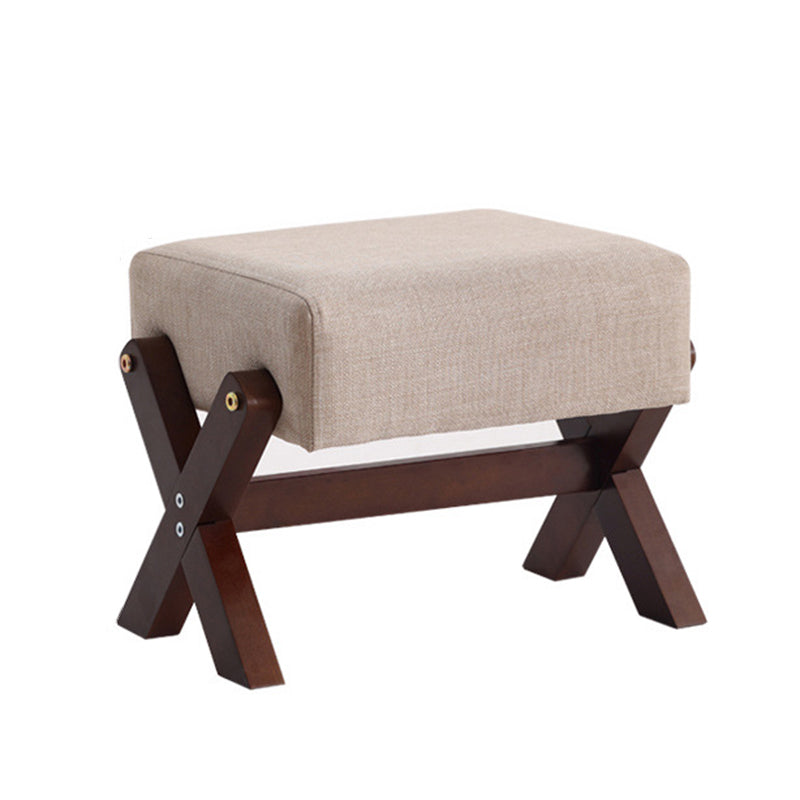 Modern Minimalist Rectangular Rubberwood Sponge Fabric PU Leather Footstool Armless Backless For Living Room