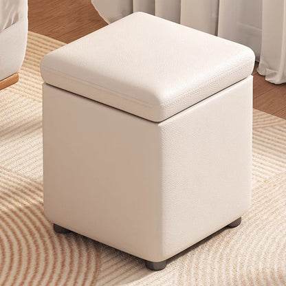 Modern Minimalist Flower Square Storable Solid Wood Synthetic Fabric Sponge Low Stool Backless Armless For Living Room
