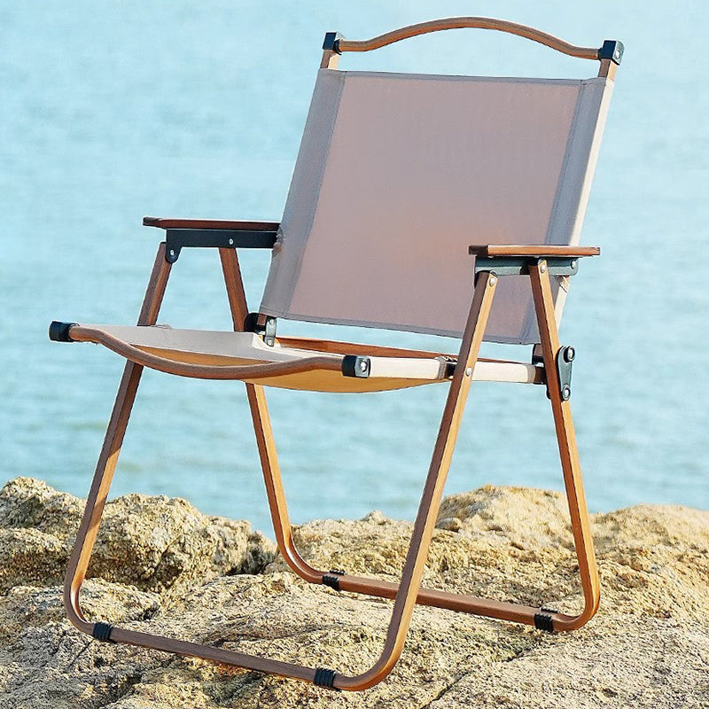 Modern Minimalist Rectangle Beech Wood Carbon Steel Oxford Fabric Outdoor Foldable Camping Chair Backrest Armrest For Garden