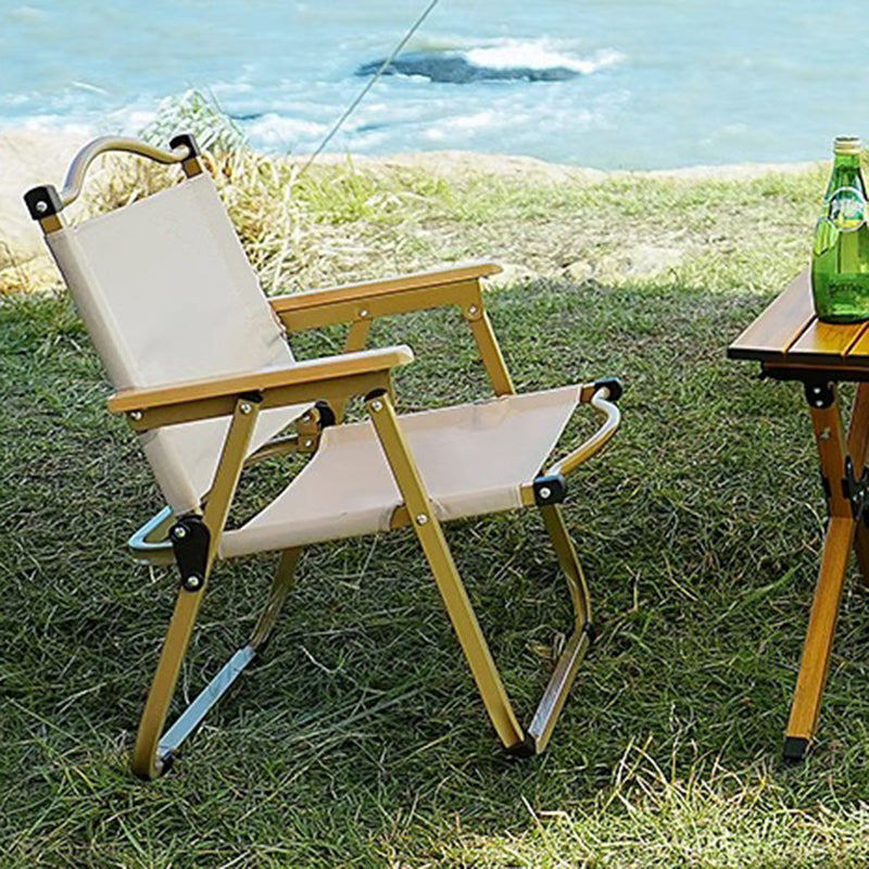 Modern Minimalist Rectangle Beech Wood Carbon Steel Oxford Fabric Outdoor Foldable Camping Chair Backrest Armrest For Garden