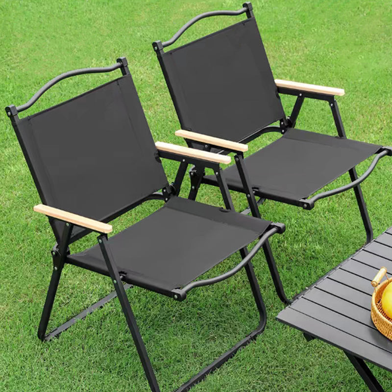 Modern Minimalist Rectangle Beech Wood Carbon Steel Oxford Fabric Outdoor Foldable Camping Chair Backrest Armrest For Garden
