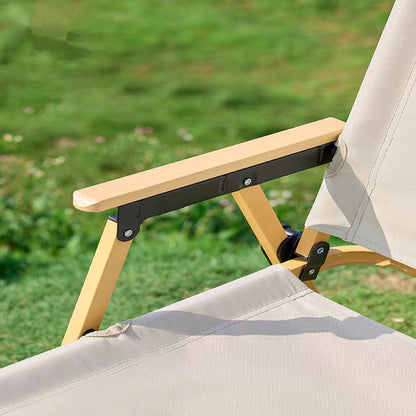 Modern Minimalist Rectangle Beech Wood Carbon Steel Oxford Fabric Outdoor Foldable Camping Chair Backrest Armrest For Garden