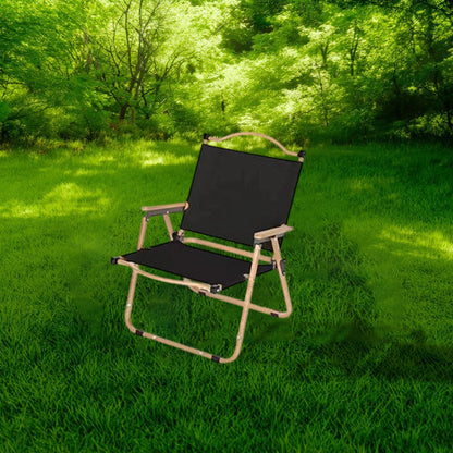 Modern Minimalist Rectangle Beech Wood Carbon Steel Oxford Fabric Outdoor Foldable Camping Chair Backrest Armrest For Garden