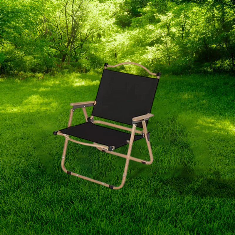 Modern Minimalist Rectangle Beech Wood Carbon Steel Oxford Fabric Outdoor Foldable Camping Chair Backrest Armrest For Garden