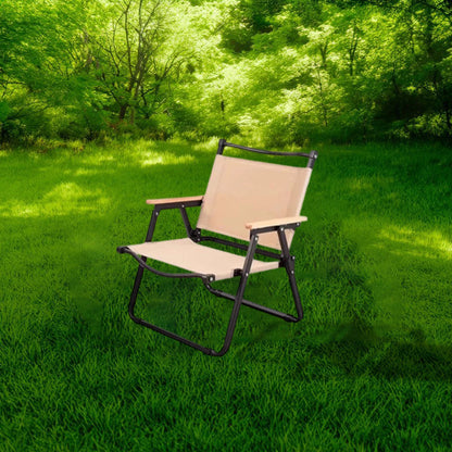 Modern Minimalist Rectangle Beech Wood Carbon Steel Oxford Fabric Outdoor Foldable Camping Chair Backrest Armrest For Garden