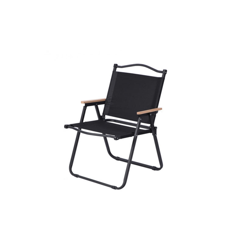 Modern Minimalist Rectangle Beech Wood Carbon Steel Oxford Fabric Outdoor Foldable Camping Chair Backrest Armrest For Garden