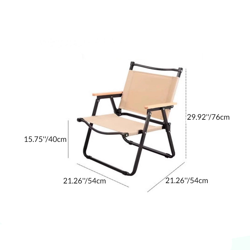 Modern Minimalist Rectangle Beech Wood Carbon Steel Oxford Fabric Outdoor Foldable Camping Chair Backrest Armrest For Garden