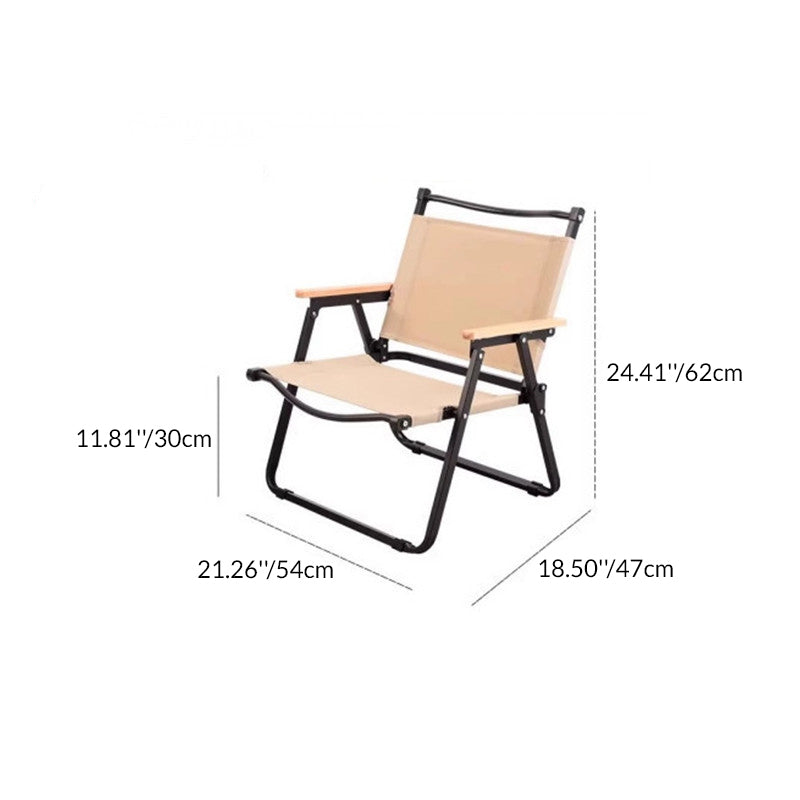 Modern Minimalist Rectangle Beech Wood Carbon Steel Oxford Fabric Outdoor Foldable Camping Chair Backrest Armrest For Garden