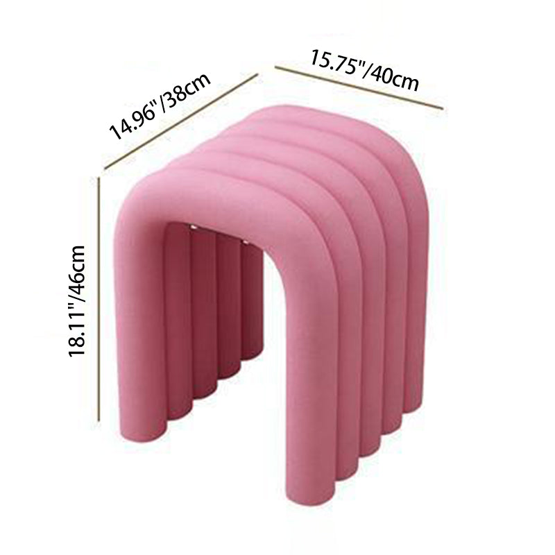 Contemporary Creative Arc Carbon Steel Velvet Sponge Low Stool Backless Armless For Living Room