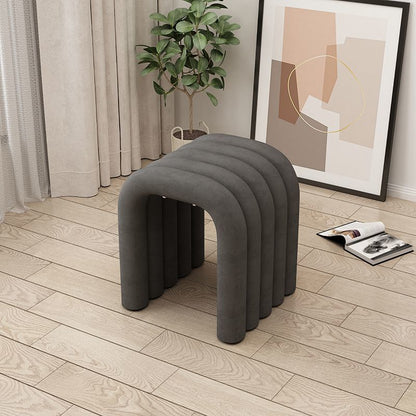 Contemporary Creative Arc Carbon Steel Velvet Sponge Low Stool Backless Armless For Living Room
