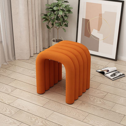Contemporary Creative Arc Carbon Steel Velvet Sponge Low Stool Backless Armless For Living Room